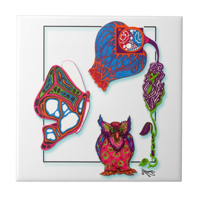 Eine Neongekritzel-Fliese Fliese (Vorderseite)