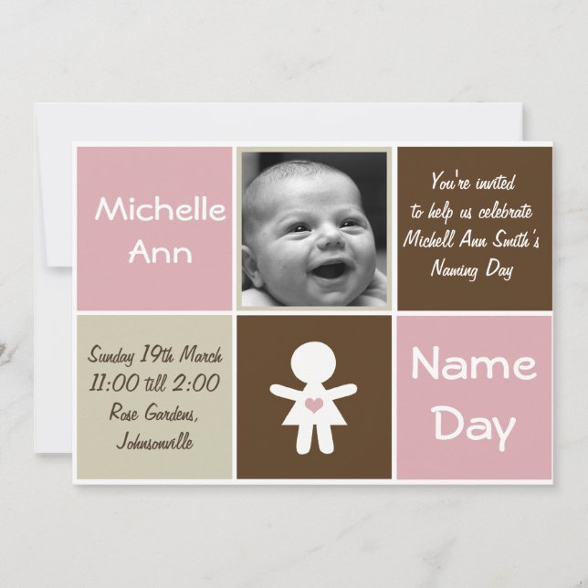 eine neue Einladung von "Herzname Day Girl" (Vorderseite)