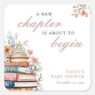 Eine neue Etappe Florales Babyshower Quadratischer Aufkleber