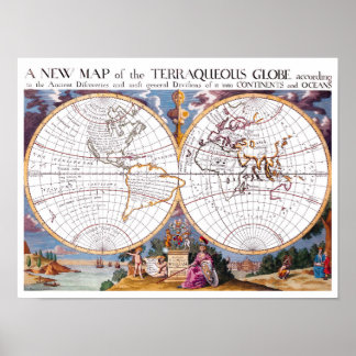 Eine neue Karte des fürchterlichen globalen Archiv Poster