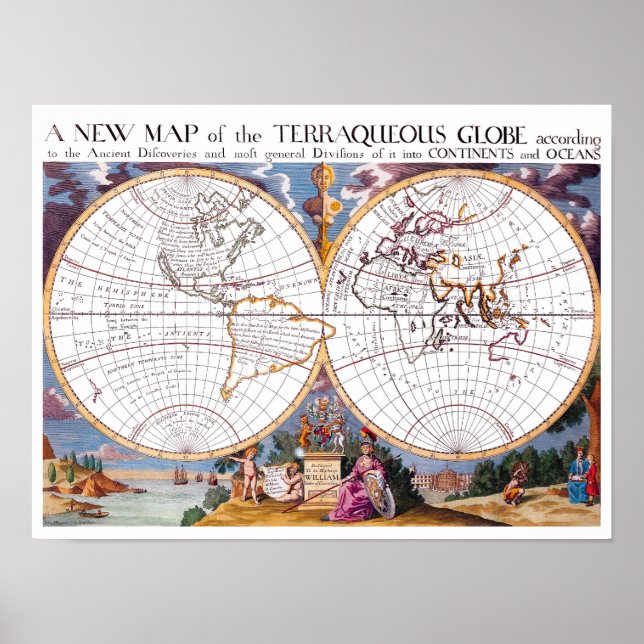 Eine neue Karte des fürchterlichen globalen Archiv Poster (Vorne)