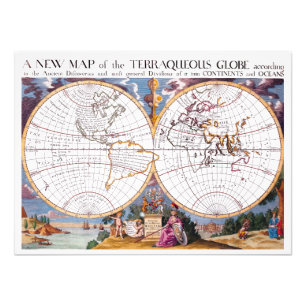 Eine neue Karte des Terraqueus Globe Foto Print
