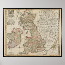 Eine neue Karte von England, Schottland und Irland Poster