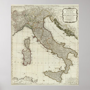 Eine neue Karte von Italien mit den Inseln von Poster