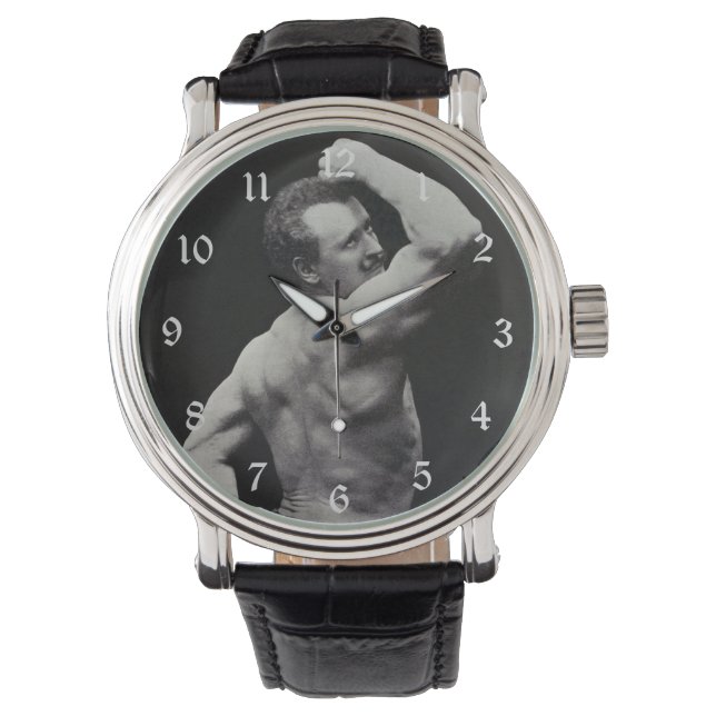 Eine neue Pose von StrongMen Eugen Sandow Bodybuil Armbanduhr (Vorderseite)
