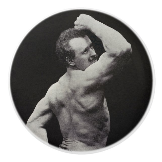 Eine neue Pose von StrongMen Eugen Sandow Bodybuil Keramikknauf (Vorderseite)