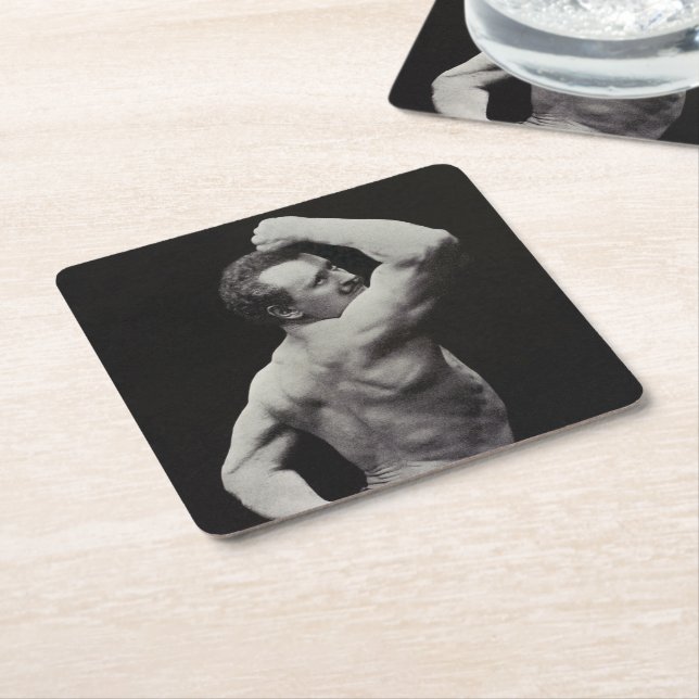 Eine neue Pose von StrongMen Eugen Sandow Bodybuil Rechteckiger Pappuntersetzer (angewinkelt)