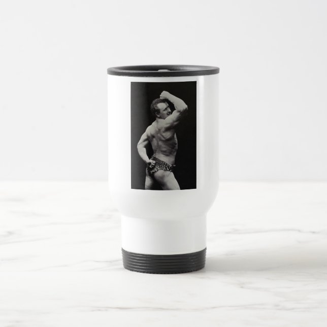 Eine neue Pose von StrongMen Eugen Sandow Bodybuil Reisebecher (Mittel)