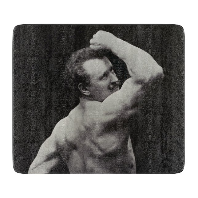 Eine neue Pose von StrongMen Eugen Sandow Bodybuil Schneidebrett (Vorderseite)