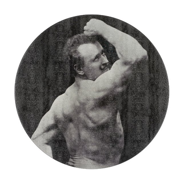 Eine neue Pose von StrongMen Eugen Sandow Bodybuil Schneidebrett (Vorderseite)