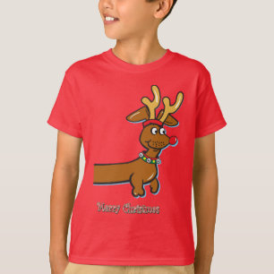 Eine Niedliche Dackel mit Rentierfäule T-Shirt