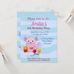 Eine niedliche Geburtstagsparty von Axolotl Einladung