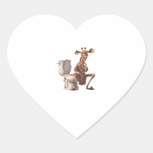 Eine Niedliche Giraffe in Pajamas auf einer Toilet Herz-Aufkleber