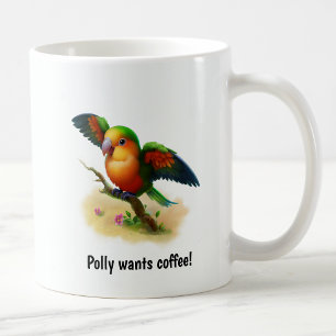 Eine Niedliche, in Orange-Belogen gehaltene Papage Kaffeetasse