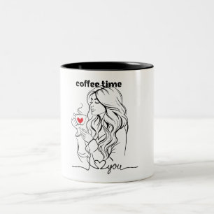 Eine niedliche Kaffeezeit Zweifarbige Tasse