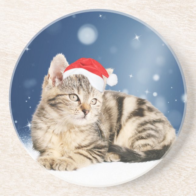 Eine Niedliche Katze, die einen Weihnachtsschnee i Untersetzer (Vorne)
