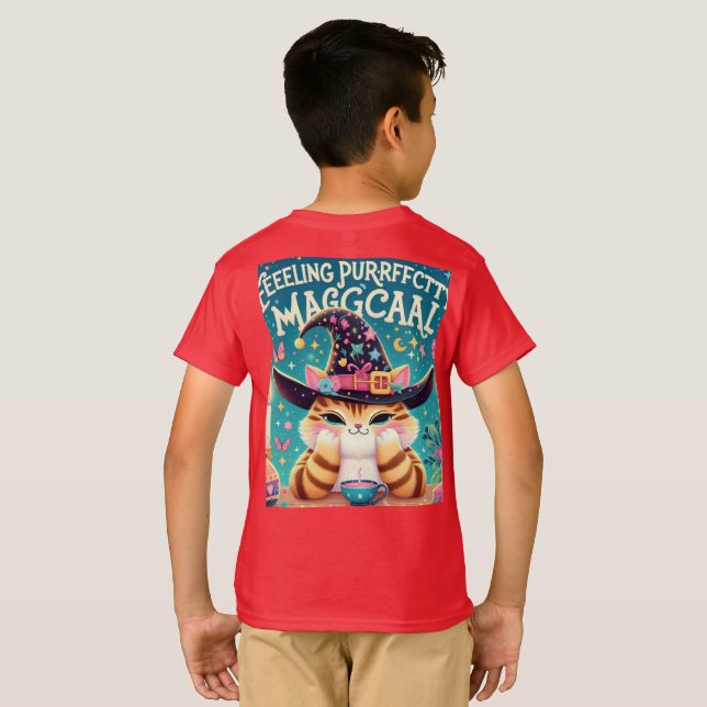 Eine niedliche Katze in einem Zauberhut, der Zaube T-Shirt (Schwarz voll)