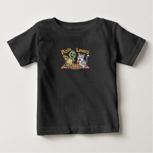 Eine niedliche Katze und Schildkröte essen gerne P Baby T-shirt