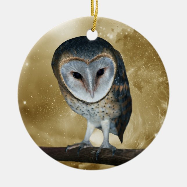 Eine Niedliche, kleine Barschbackfantasie Keramik Ornament (Vorne)