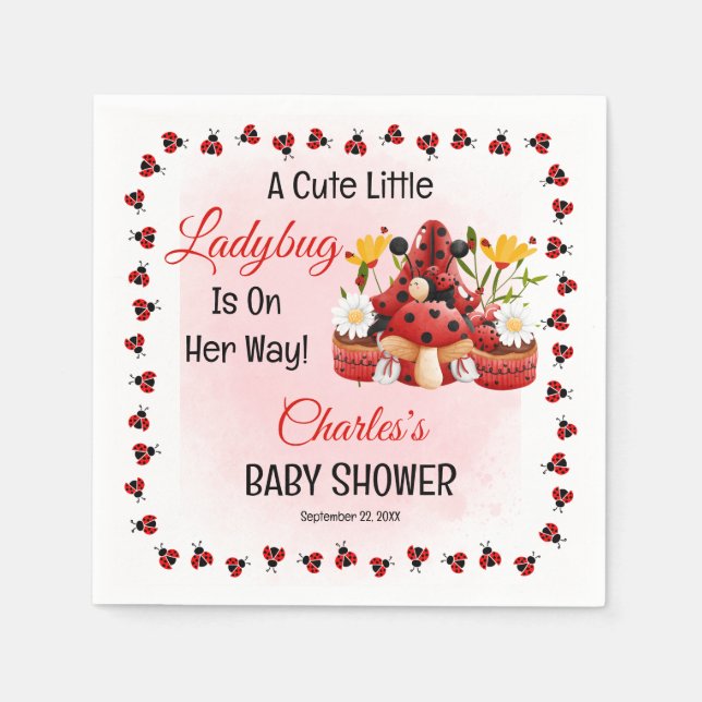 Eine Niedliche kleine Ladybug ist auf dem Weg zur  Serviette (Vorderseite)