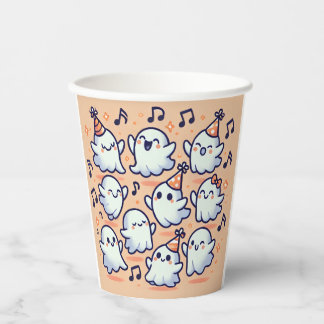 Eine niedliche Papiertasse mit dem Party "Geistert Pappbecher