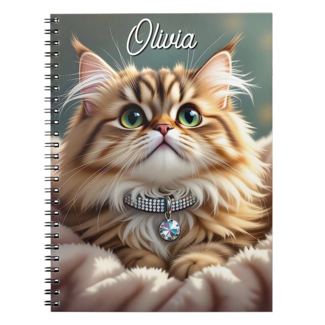 Eine Niedliche Personalisierte Fluffy Tabby Cat Notizblock (Vorderseite)