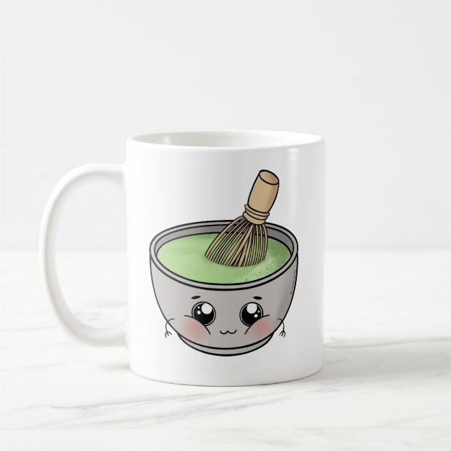 Eine niedliche Schüssel Matcha Tee - Kawaii Kaffeetasse (Links)