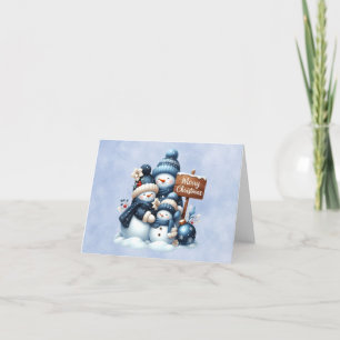 Eine niedliche Snowmannsfamilie, die Weihnachten b