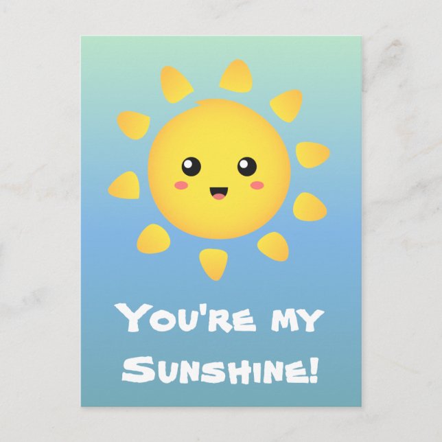 Eine niedliche und fröhliche Sonne, die hell um si Postkarte (Vorderseite)
