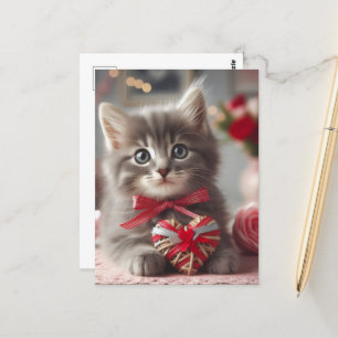 Eine niedliche Valentine Kitten Postkarte