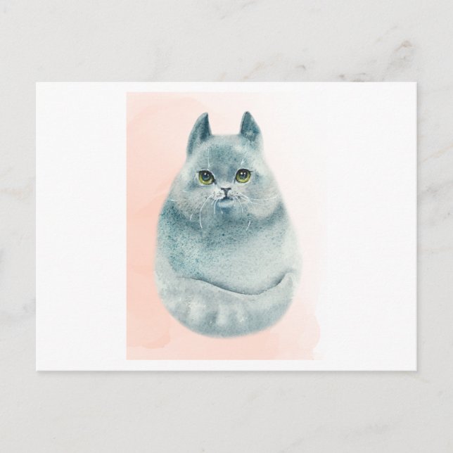 Eine niedliche Wasserfarbe einer Katze Postkarte (Vorderseite)
