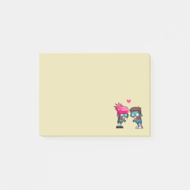 Eine Niedliche Zombie-Doppelillustrierung Post-it Klebezettel (Vorderseite)