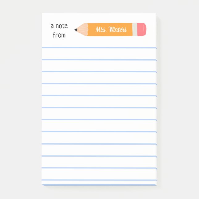 Eine Notiz aus gelbem Bleistift.. lehrt Geschenk. (Vorderseite)