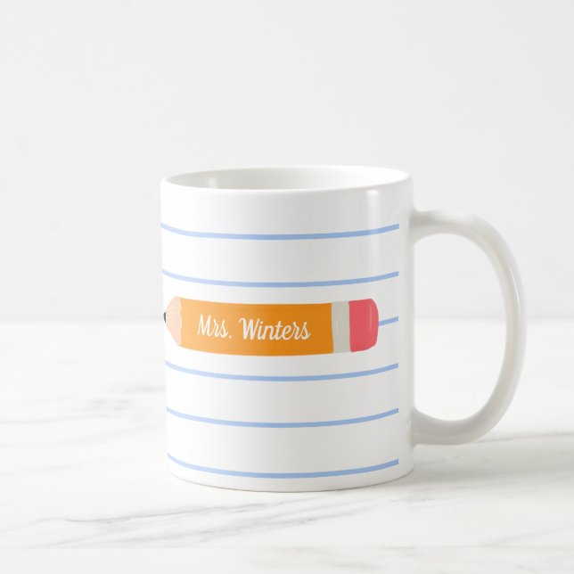 Eine Notiz aus gelbem Bleistift.. lehrt Geschenk. Kaffeetasse (Rechts)
