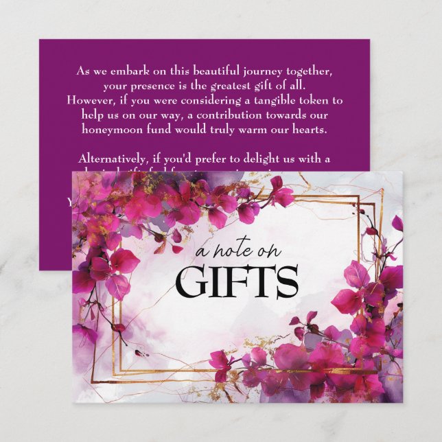 Eine Notiz über Geschenke Fuchsia Verzauberung: Wa Begleitkarte (Vorne/Hinten)