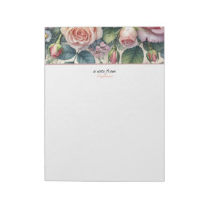 Eine Notiz vom Personalisierten Floral Roses Notiz Notizblock