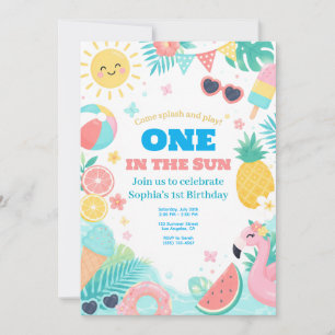 Eine „One in the Sun“ Poolparty-Einladung zum 1. G Einladung