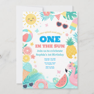 Eine „One in the Sun“ Poolparty-Einladung zum 1. G Einladung