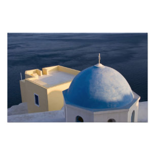Eine orthodoxe Kirche nahe dem Meer, Oia Santorini Fotodruck