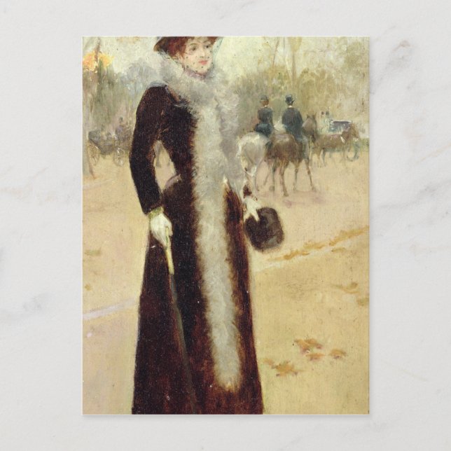 Eine Pariser Frau in Bois de Boulogne, c.1899 Postkarte (Vorderseite)