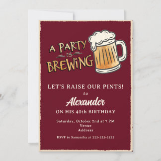 Eine Party Braut Rustikales Bier Meilenstein-Gebur Einladung