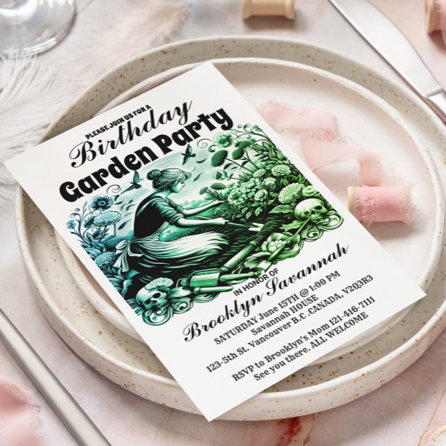 Eine Party Einladung für Gärtner-Arbeitsgarten Postkarte (Von Creator hochgeladen)