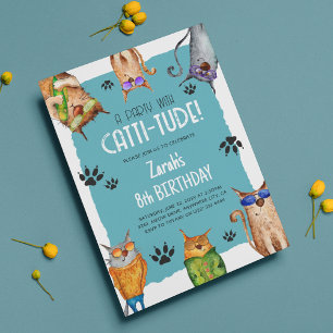 Eine Party mit Catti-Tude! Lustiger Kindergeburtst Einladung