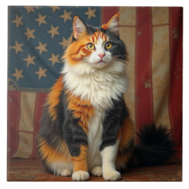 Eine patriotische Katze Fliese