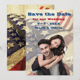 Eine Patriotische Save the Date-Flachkarte Save The Date