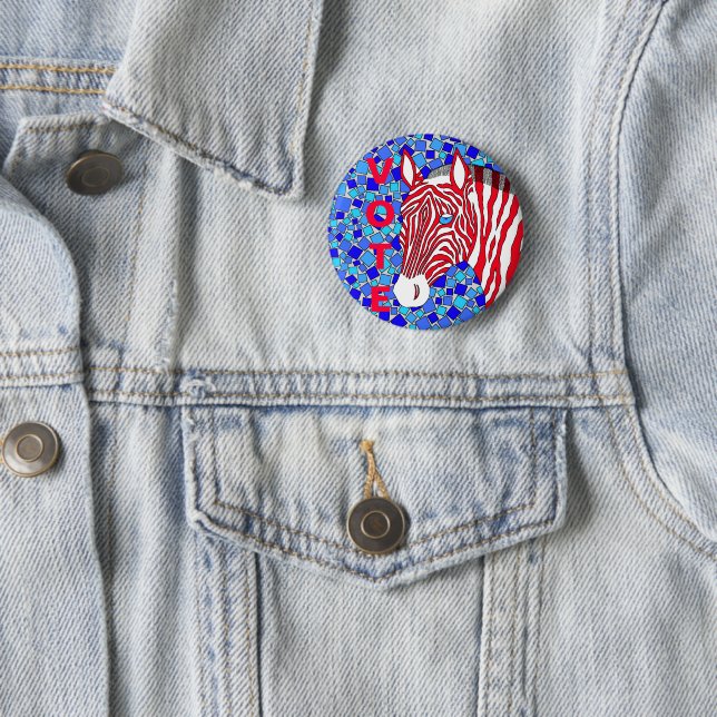 Eine patriotische Zebra-rote weiße und blaue Button (Beispiel)