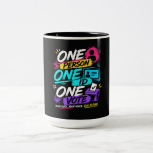Eine Person, eine ID, eine Stimme Zweifarbige Tasse