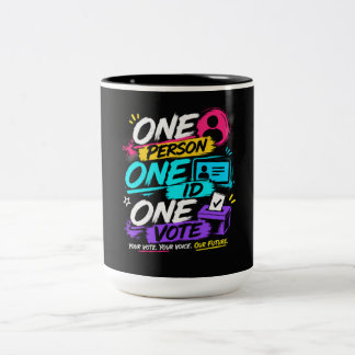 Eine Person, eine ID, eine Stimme Zweifarbige Tasse