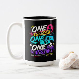 Eine Person, eine ID, eine Stimme Zweifarbige Tasse