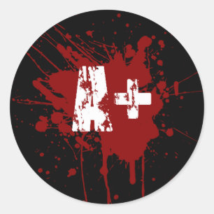 Eine positive Blutgruppe für Vampire u. Zombies Runder Aufkleber